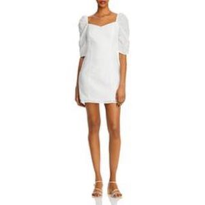 Aqua Womens Eyelet Puff Sleeve Mini Dress